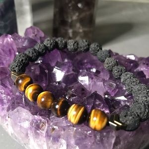 Grade AAA Crystal Bracelets with Lava Beads